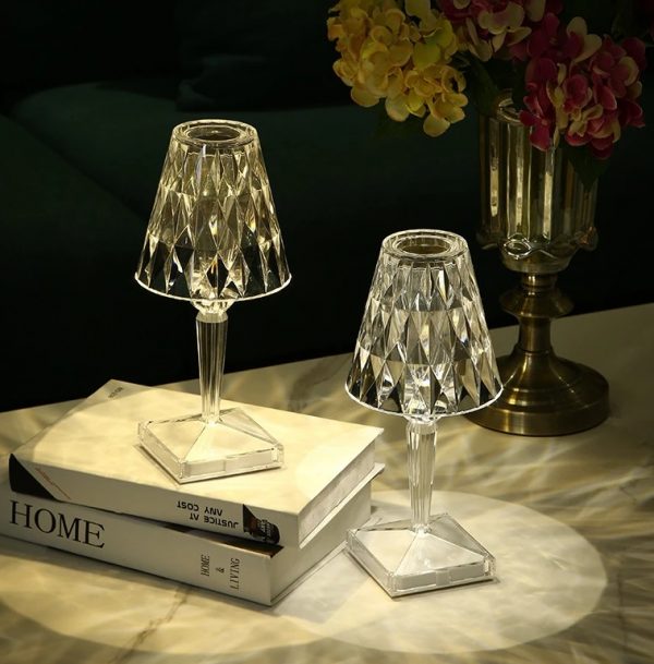 Lampada simil Cristallo LED 3 luci Decorativa, per Atmosfera e Luce Notturna - immagine 5