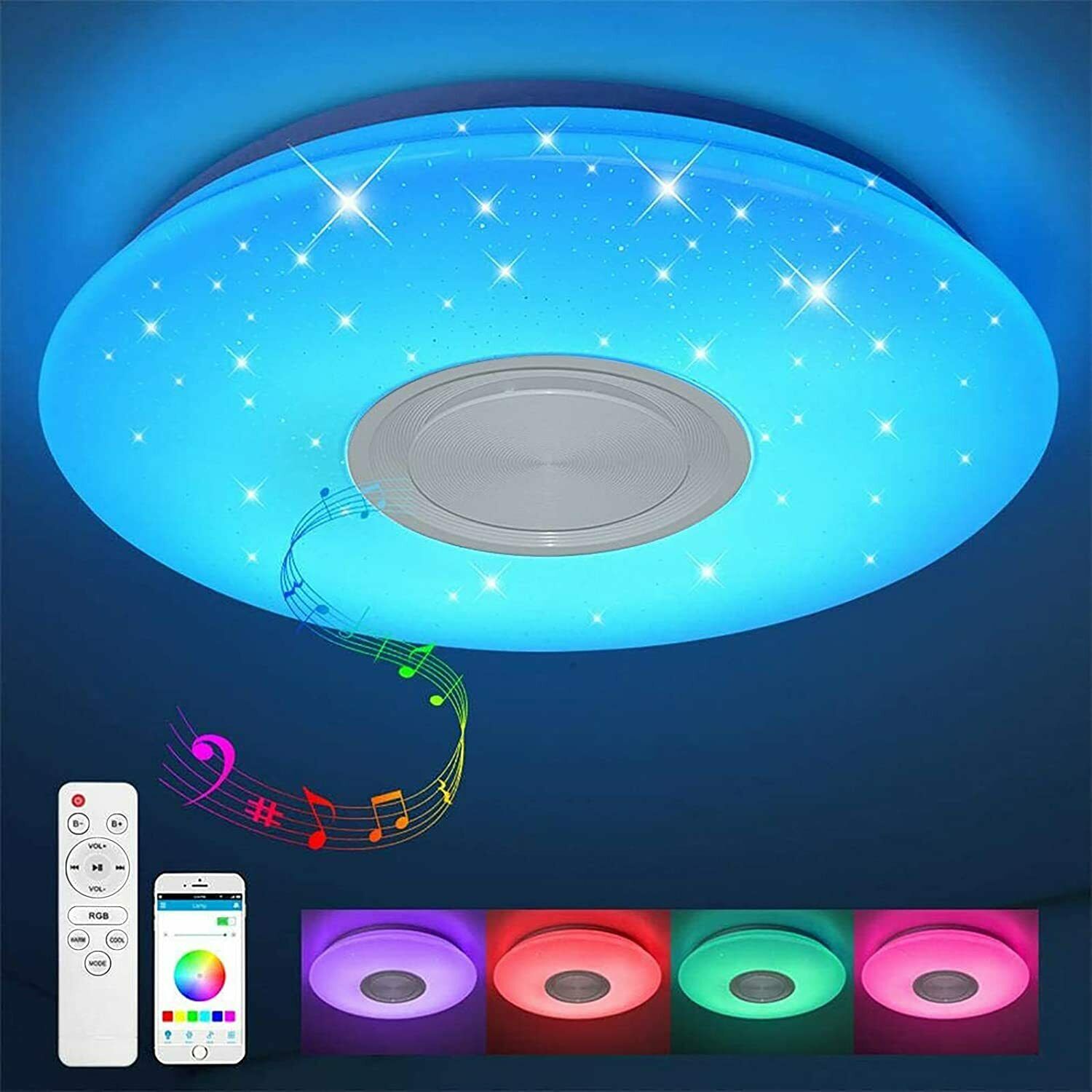 Universo: Plafoniera Musicale a LED 65W RGB con Cassa Bluetooth, APP e  Telecomando IR - AC Solution & Technology