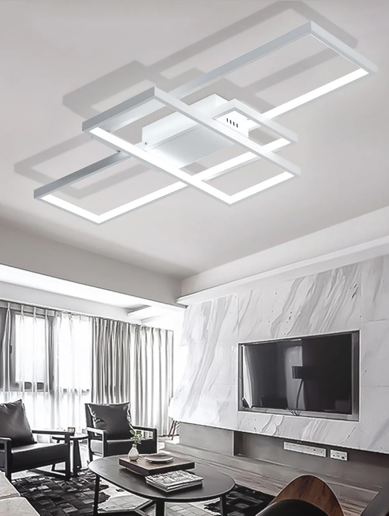 Vivalamp: Plafoniera Moderna a LED 120W 3 luci più 1 di presenza, Dimmerabile con Telecomando - immagine 2