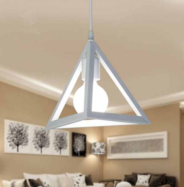 Lampadario a sospensione moderna, lampada a sospensione stile geometrico, lampada in metallo in forma triangolo - immagine 2