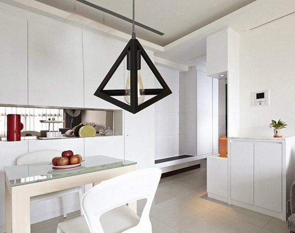 Lampadario a sospensione moderna, lampada a sospensione stile geometrico, lampada in metallo in forma triangolo - immagine 14