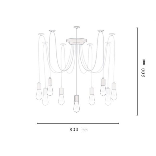 Lampadario Nero a sospensione Ragno nero 12 Luci Braccia Ragno E27 WISDOM Nero - immagine 3