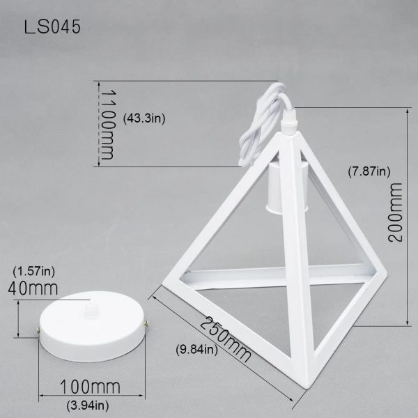 Lampadario a sospensione moderna, lampada a sospensione stile geometrico, lampada in metallo in forma triangolo - immagine 4