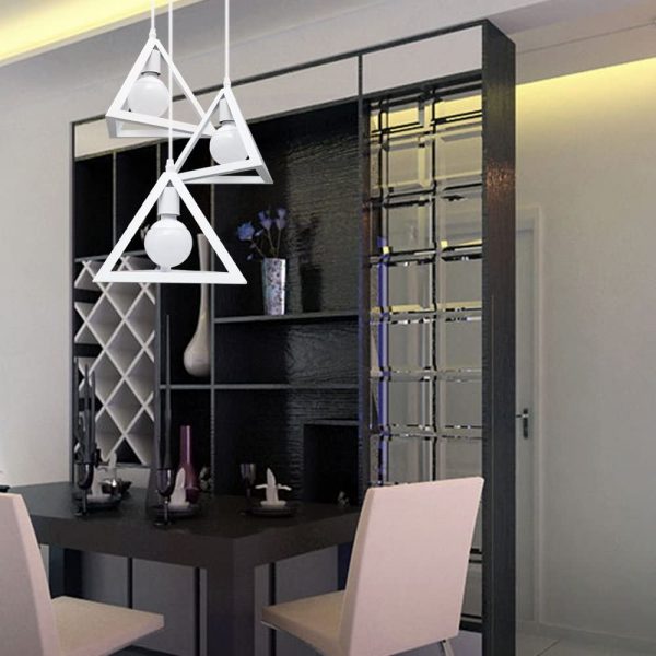 Lampadario a sospensione moderna, lampada a sospensione stile geometrico, lampada in metallo in forma triangolo - immagine 5