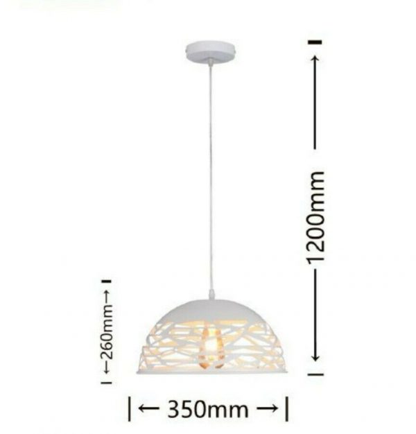 Lampadario sospeso a campana cupola luce led E27 in metallo nero bianco moderno Bianco e Nero - immagine 6