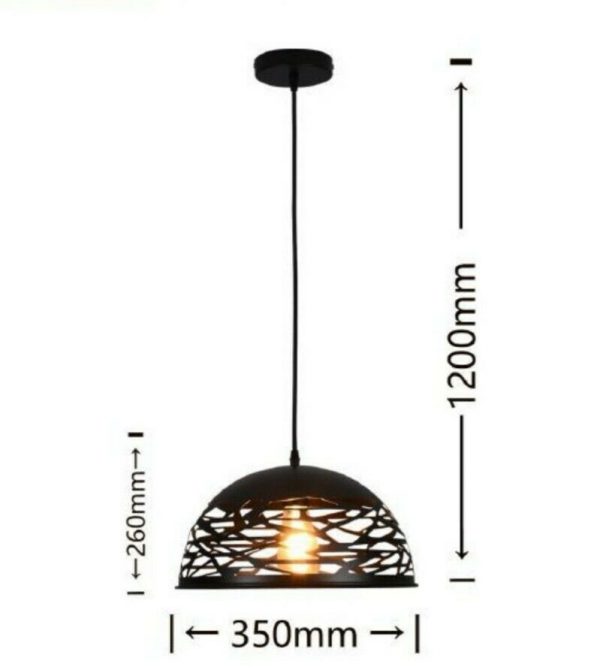 Lampadario sospeso a campana cupola luce led E27 in metallo nero bianco moderno Bianco e Nero - immagine 7