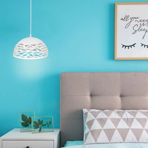 Lampadario sospeso a campana cupola luce led E27 in metallo nero bianco moderno Bianco e Nero - immagine 8