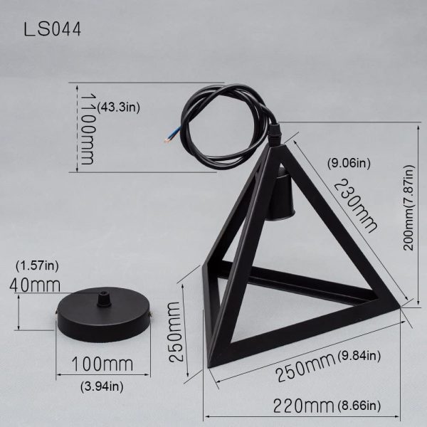 Lampadario a sospensione moderna, lampada a sospensione stile geometrico, lampada in metallo in forma triangolo - immagine 9