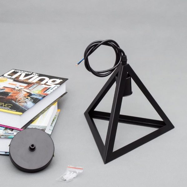 Lampadario a sospensione moderna, lampada a sospensione stile geometrico, lampada in metallo in forma triangolo - immagine 10