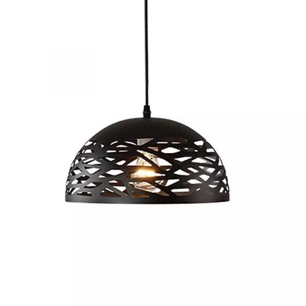 Lampadario sospeso a campana cupola luce led E27 in metallo nero bianco moderno Bianco e Nero - immagine 10