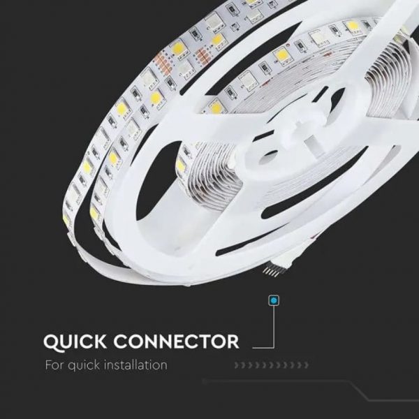 V-TAC Strip LED SMD5050 8W/m 5m 60 LED/m 12V RGB + w(w/n/c) IP20 10mm - immagine 3