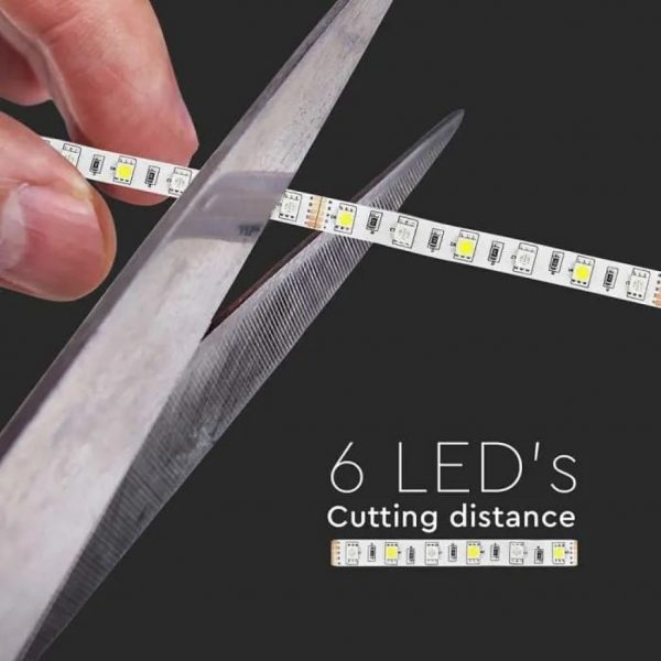 V-TAC Strip LED SMD5050 8W/m 5m 60 LED/m 12V RGB + w(w/n/c) IP20 10mm - immagine 6