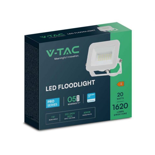 V-TAC Faro LED Chip Samsung 20W Colore Bianco IP65