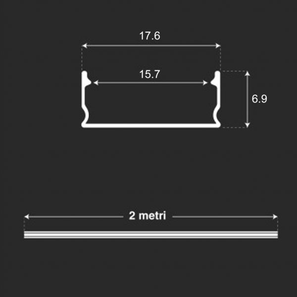 V-TAC Profilo Lineare per Strip LED 2Mt - immagine 3