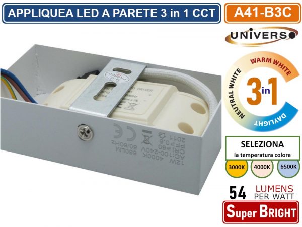APPLIQUE LED RETTANGOLARE 12W - immagine 5