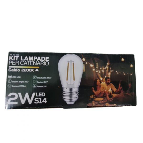 Confezione 10 Lampadine Led 2W Vetro Trasparente a Filamento luce bianco caldo 2200K