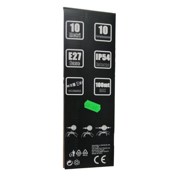CATENARIA LUMINOSA 10 METRI PER 10 LAMPADINE LED E27 DA ESTERNO IP65 - immagine 4