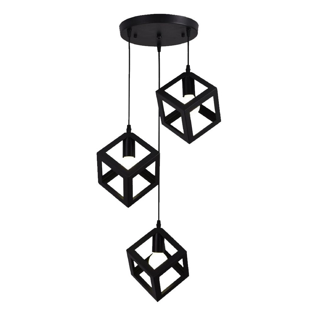 Lampadario Da Soffitto A Sospensione 3 Cubi E27 IP20 - immagine 5