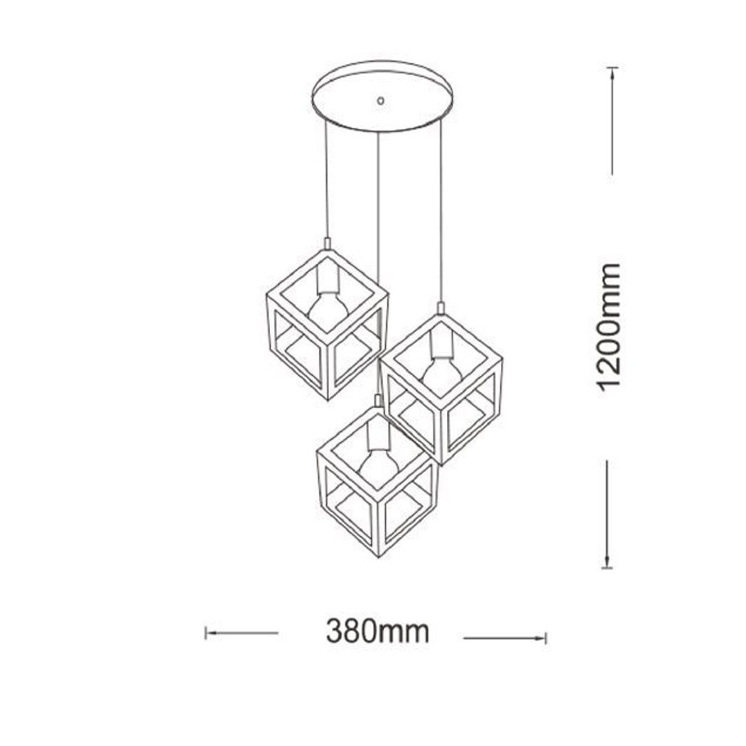 Lampadario Da Soffitto A Sospensione 3 Cubi E27 IP20 - immagine 7