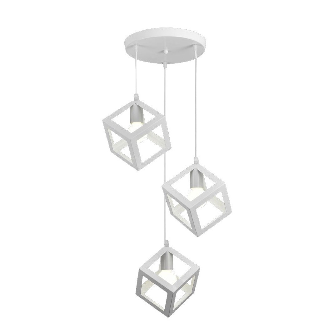 Lampadario Da Soffitto A Sospensione 3 Cubi E27 IP20