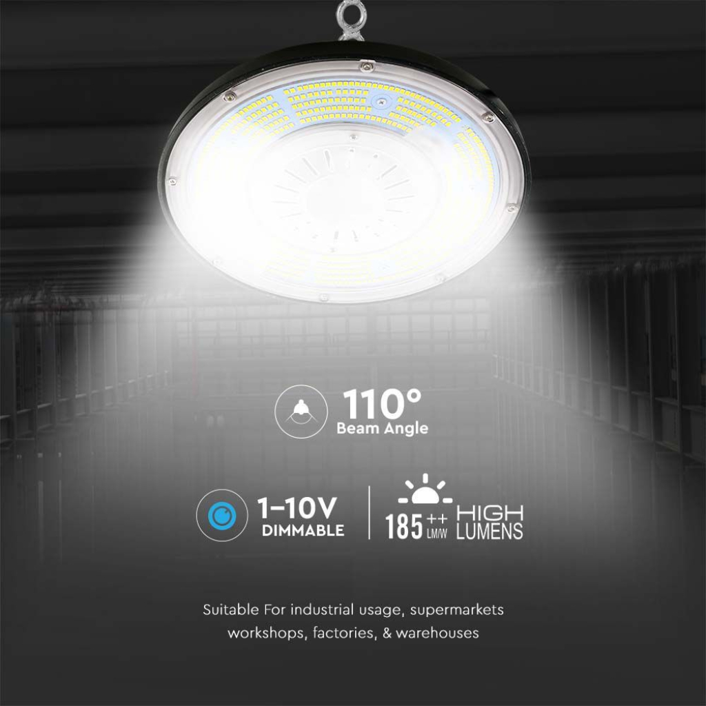 Campana Industriale LED 100W 185LM/W UFO Driver MW Mean Well 110° 4000K Dimmerabile IP65 - immagine 5